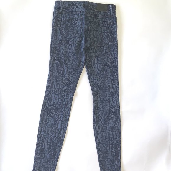 LEVEL 99 Janice Ultra Skinny Snake Skin Print Blue Jeans 26 - Picture 3 of 6